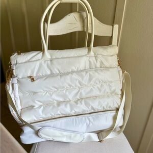 Elegant White Quilted Tote Bag